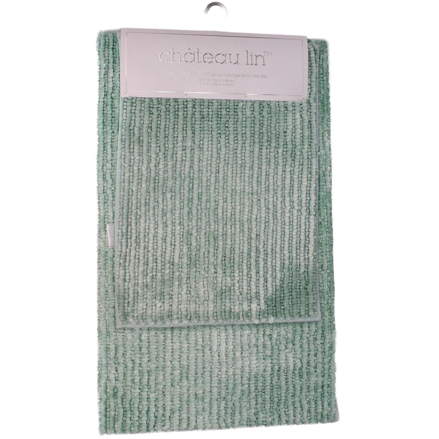 2pc MINT HI-LO SHINY CHENILLE SPONGE BATH MAT SET C/P 10