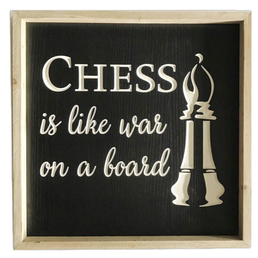 16"x16" CHESS WAR-BLACK ENGRAVED MDF W/ WOOD FRAME C/P 6