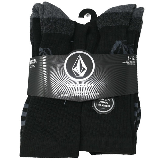 8pk Mens Blk Athl Crew Socks C/P 30 Volcom
