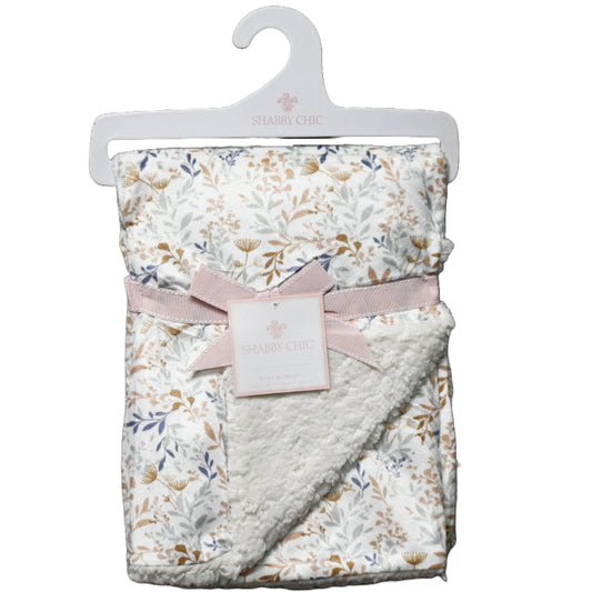1pc Mink & Sherpa Blanket - Peach Blue Floral C/P 48