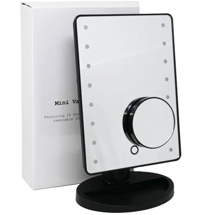 Black Rectangle LED Makeup Mirror (Battery Operated) C/P 12