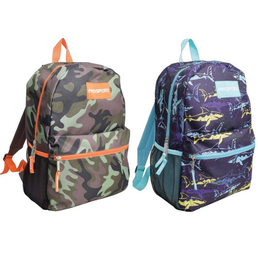 17" BOYS BAKCPACK 2-ASST PRINTS C/P 24