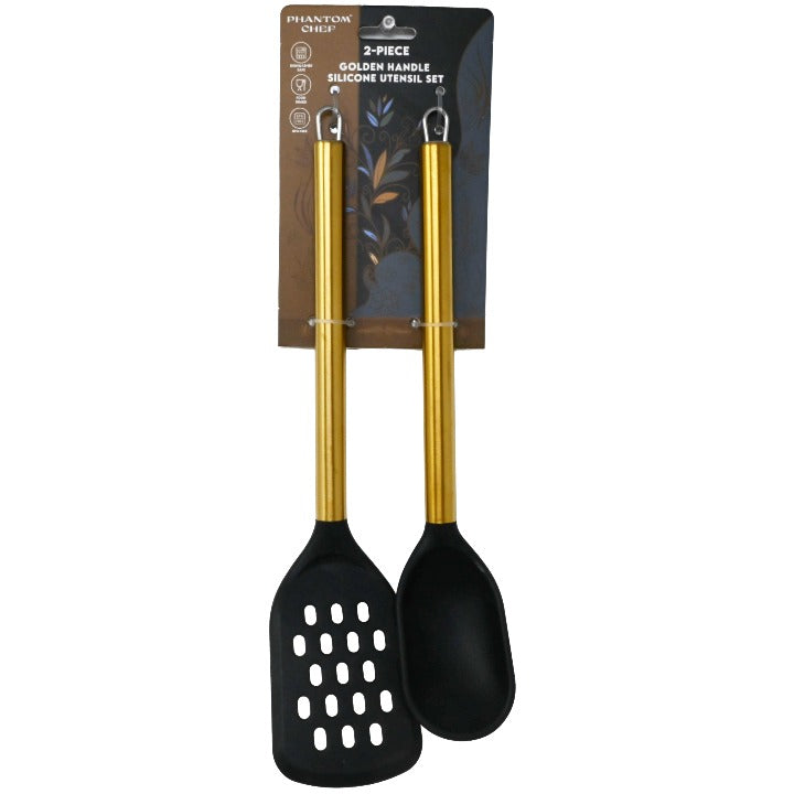 2pc Blk Gld Turner Spoon Set C/P 12 Phantom Chef