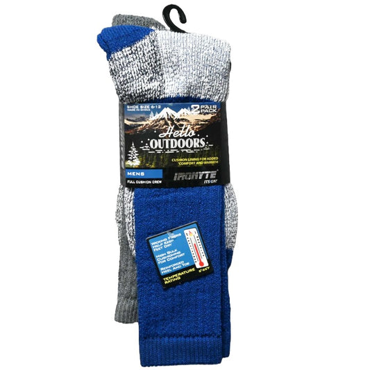 MENS 2PK FULL CUSHION THERMAL SIZE 6-12 BLUE DARK GRAY C/P 48