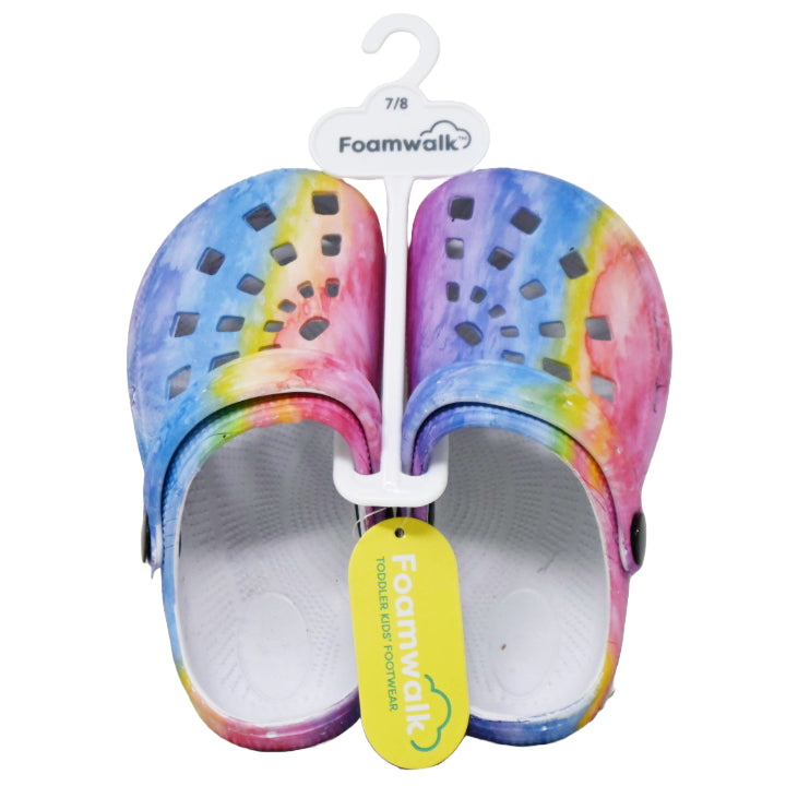 FOAMWALK RAINBOW TODDLER GIRLS EVA CLOGS W/UPPER PRINT DETAIL C/P 12