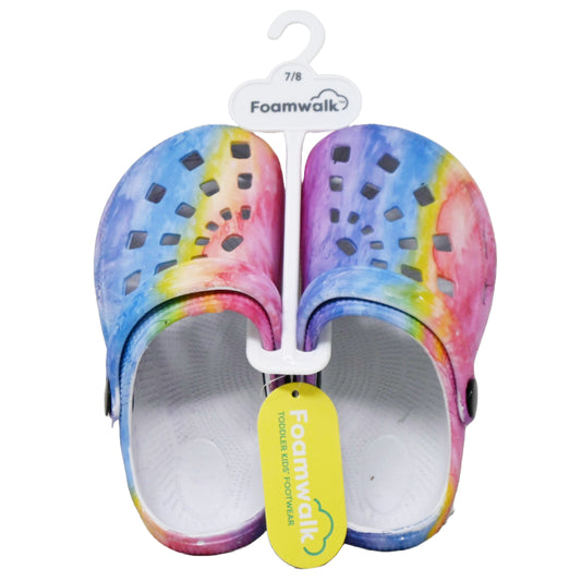 FOAMWALK RAINBOW TODDLER GIRLS EVA CLOGS W/UPPER PRINT DETAIL C/P 12