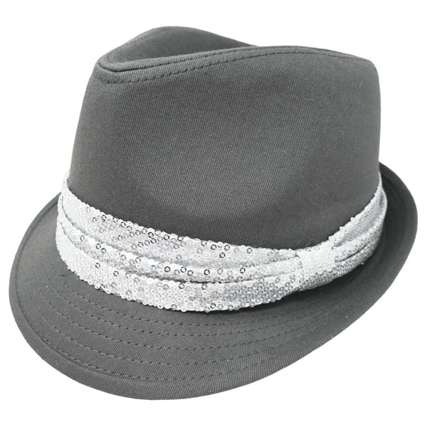 Grey Fedora Slv Sequin Band C/P 48 Nicole Marciano