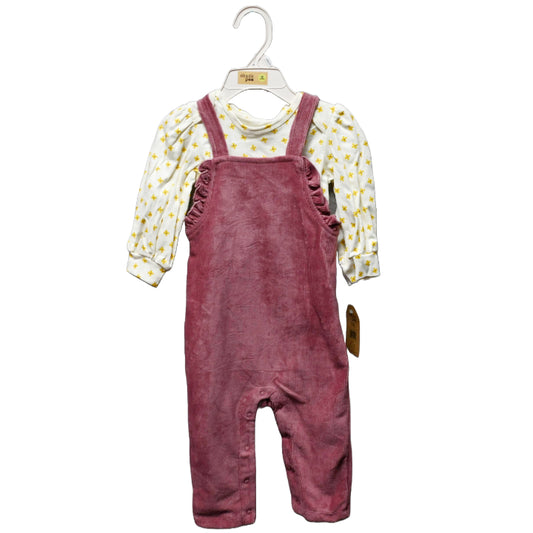 2pc FLORAL MAUVE RIBBED OVERALL SET C/P 48