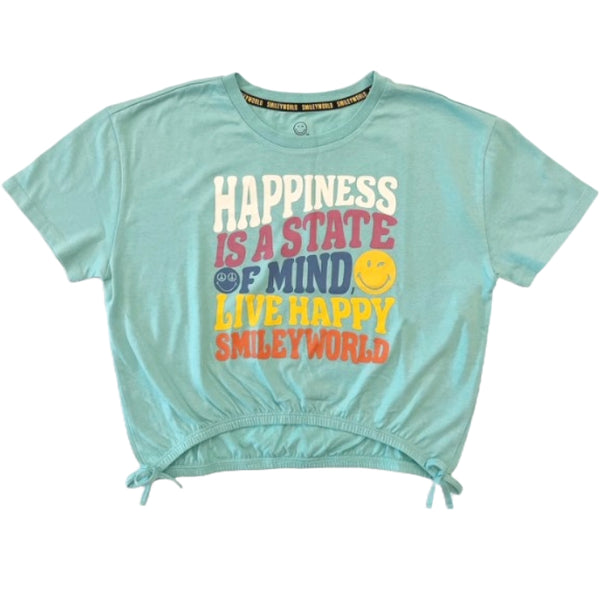 S-XL GIRL HAPPINESS IS A STATE OF MIND SIDETIE T-SHIRT C/P 24