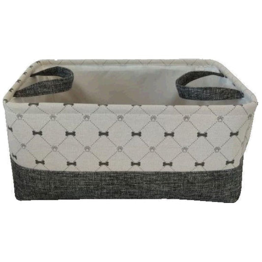 RECTANGULAR PET STORAGE BIN W/IVORY LINEN C/P 12