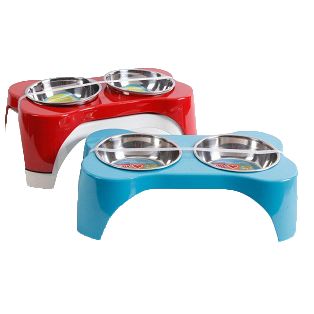 GH LARGE ELEVATED PET BOWL 3-ASSORTED COLORS C/P 3