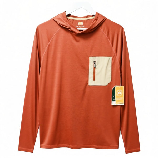 M-XXL BURNT ORANGE SPACE DYE LONG SLEEVE HOODIE C/P 12 HORIZON