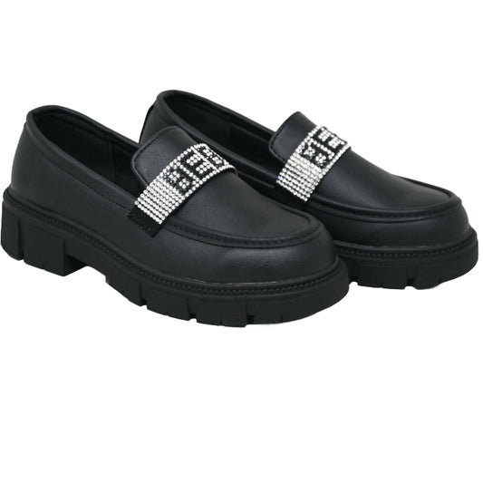 BEBE BLACK GIRLS CHUNKY LOAFER ASST SIZE C/P 12