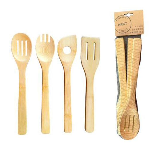 4 Pack Slotted Bamboo Utensil Set C/P 60