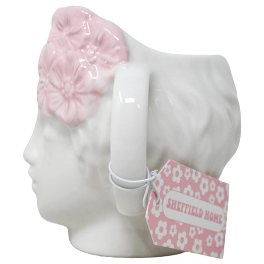 Pink Face Mug w/Flower C/P 12