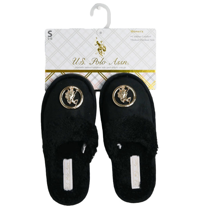 U.S. POLO ASSN. BLK LADIES SLIPPERS SIZE 5-10 C/P 24
