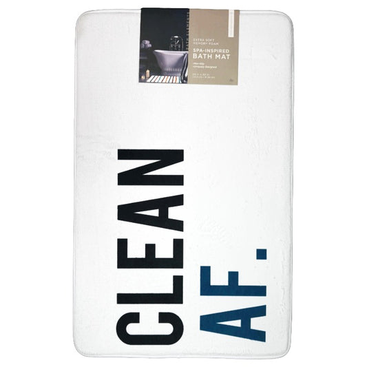 20X32" WHITE MICROFIBER PRINTED FOAM BATHMAT BATH ELEMENTS C/P 20