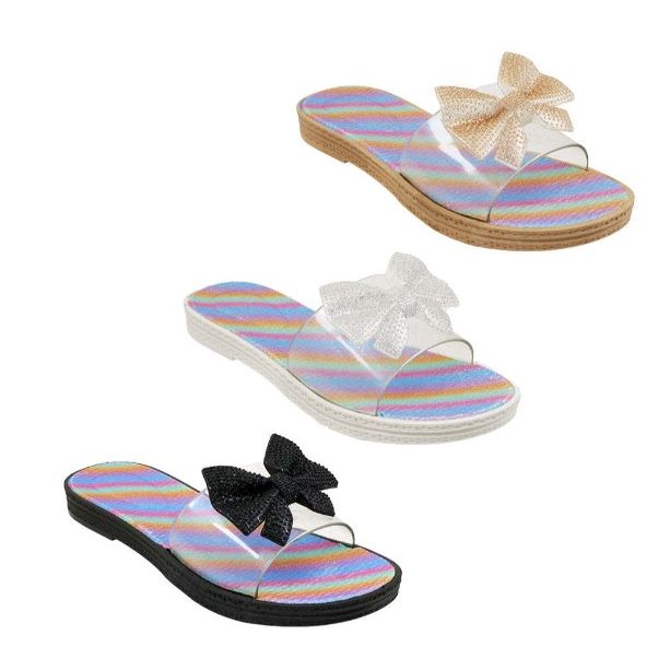 *OUTSIDE OF CA* WOMEN RAINBOW GLITTER SLIDE SANDAL W/BUTTERFLY 3-ASST COLORS/5-ASST SIZE C/P 30