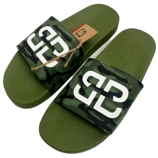 *OUTSIDE OF CA* MEN OLIVE CAMO SLIDE SANDALS SIZE 6-11 C/P 12