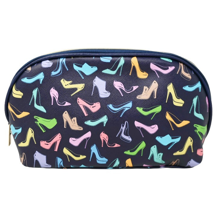 *OUTSIDE CA* LRG NAVY DOME COSMETIC BAG W/PRINTED HEELS CLEMENTINE AND JANE C/P 40