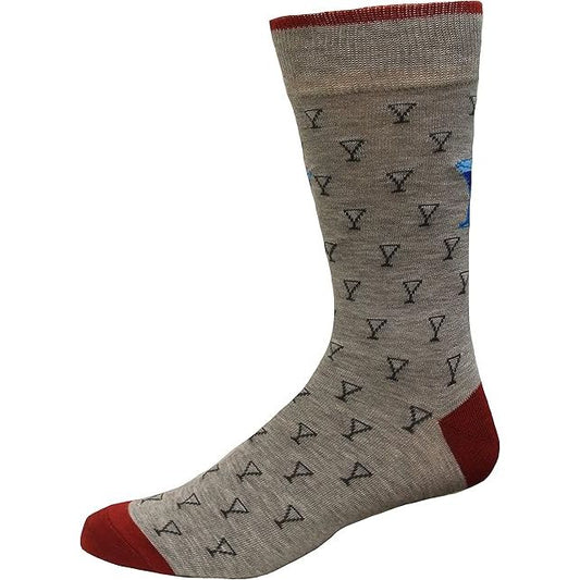 MENS ROCKPORT MARTINI GLASS GLASS GREY CREW SOCKS SIZE 8-12 C/P 240