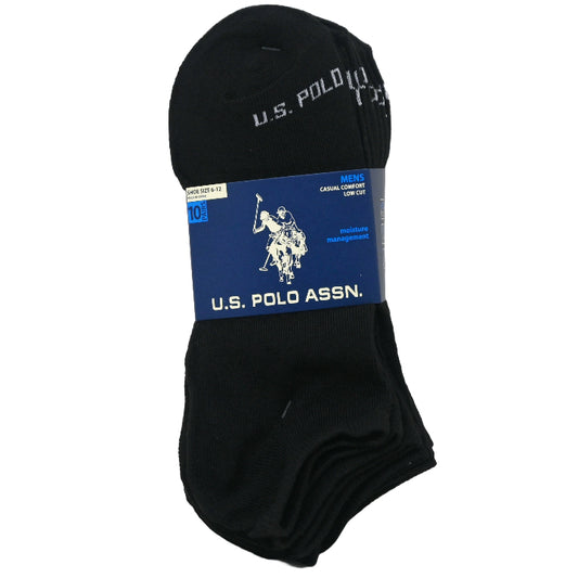 10pk MEN'S BLACK LOW CUT SOCKS SIZE 6-12 C/P 48