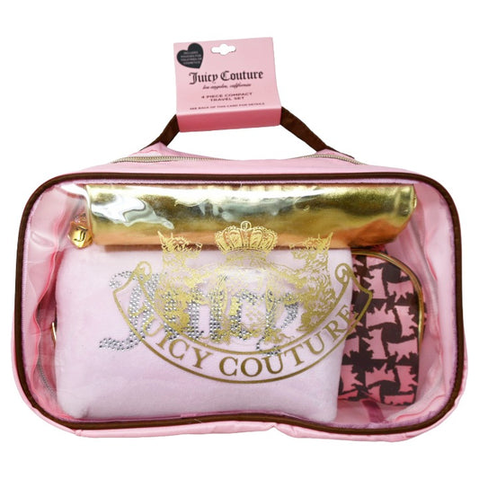 4pc PINK NYLON, TERRY, PU & CLEAR PVC TRAVEL SET JUICY COUTURE C/P 16