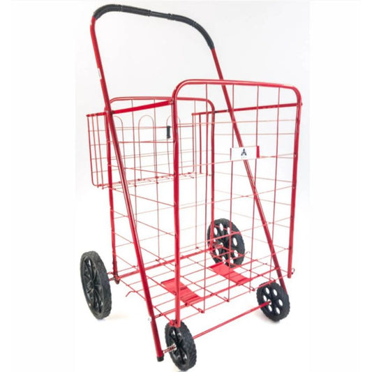 *OUTSIDE OF CA* Cart Lg Shopping Cart Red 4 Rubber Wheel Collapsible C/P 2