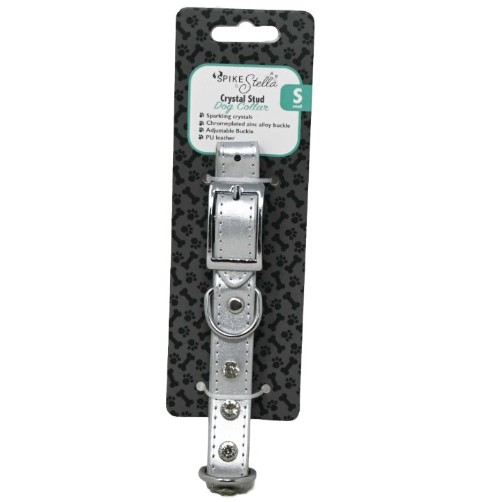 White Pet Collar with Studs Asst Size Spike & Stella C/P 36