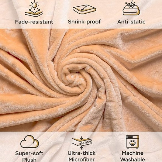 90"X90" SUNSHINE BEIGE QUEEN SIZE THROW BLANKET C/P 6