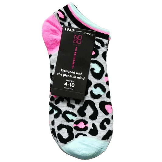 1pk WMN POP LEOPARD NS SOCKS SIZE 9-11 C/P 24 NO BOUNDARIES
