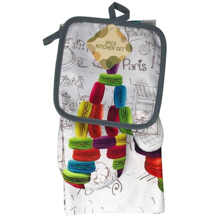 KITCHEN TOWEL SET, 3PC COOKIE PRINT C/P 48