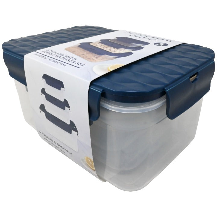 3pk Nvy Rect Food Container Set C/P 12 Phantom Chef