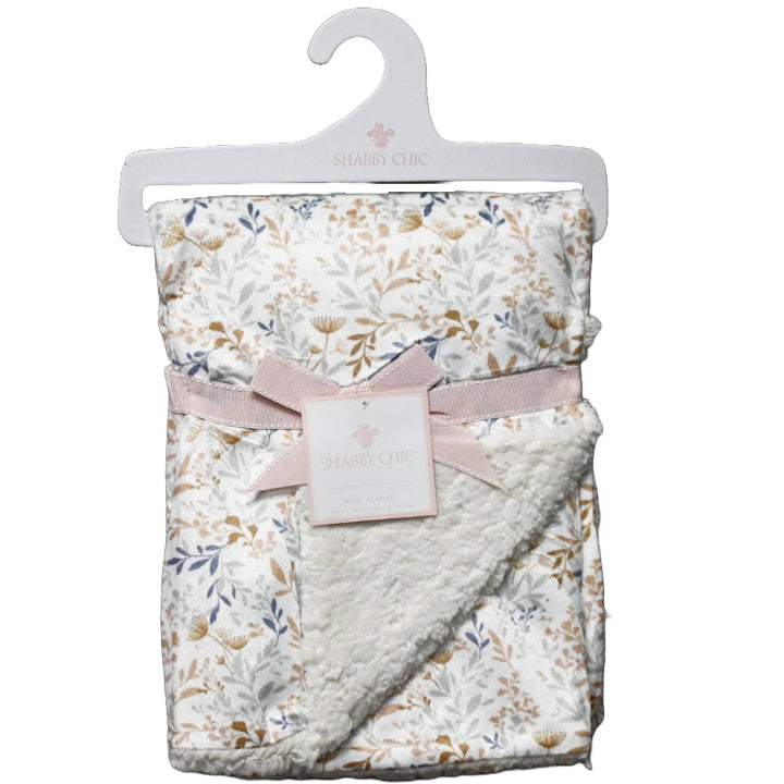 1pc Mink & Sherpa Blanket - Peach Blue Floral C/P 48