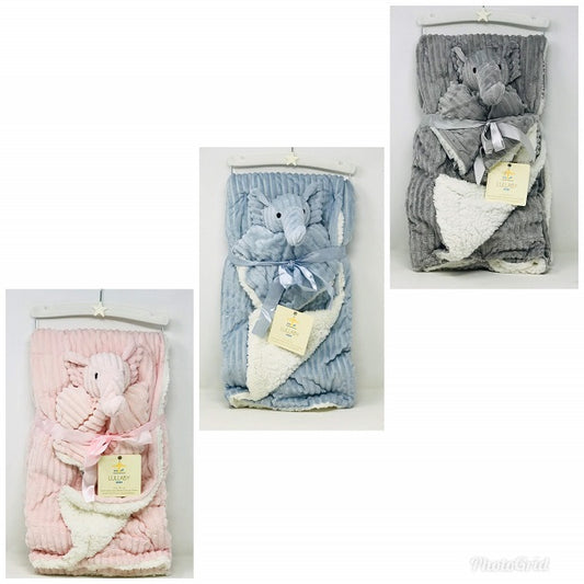 BABY BLANKET W/SECURITY BLANKET BI-FOLD ON HANGER C/P 12