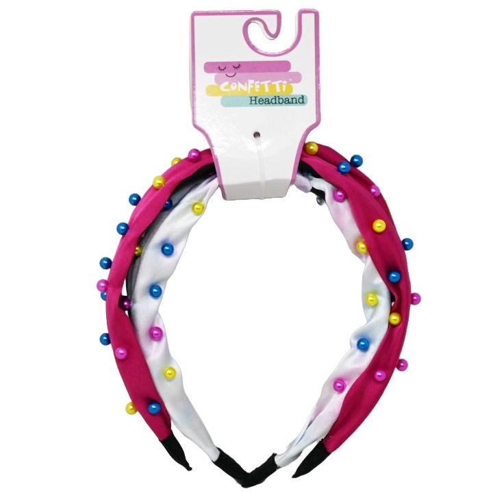 2pc Bead Headbands Set Knotted Confetti C/P 24