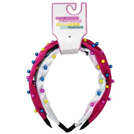 2pc Bead Headbands Set Knotted Confetti C/P 24