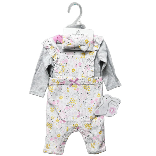 3pc PINK OVERALL SET -BUNNY C/P 48