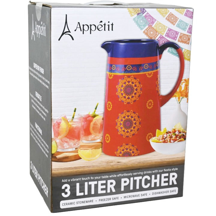 3 Liter Ceramic Pitcher Mexican Print APPETIT CB C/P 6