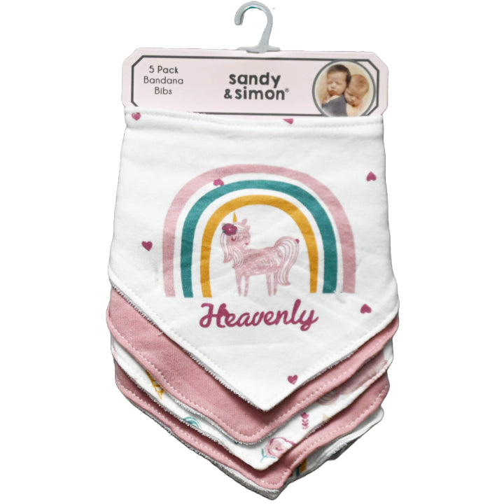 5pk HEAVENLY BANDANA BIBS C/P 72