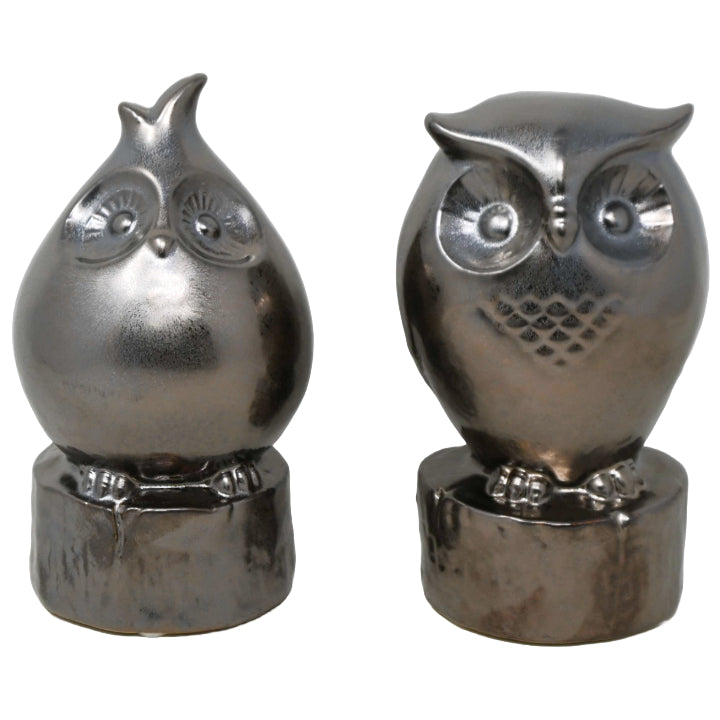 2pc Owl Statues Bookends 6.8"H C/P 6