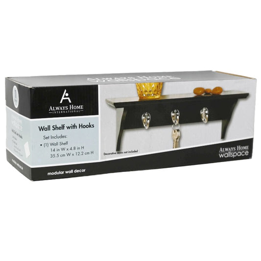14" BLACK KEY HOOK SHELF C/P 4