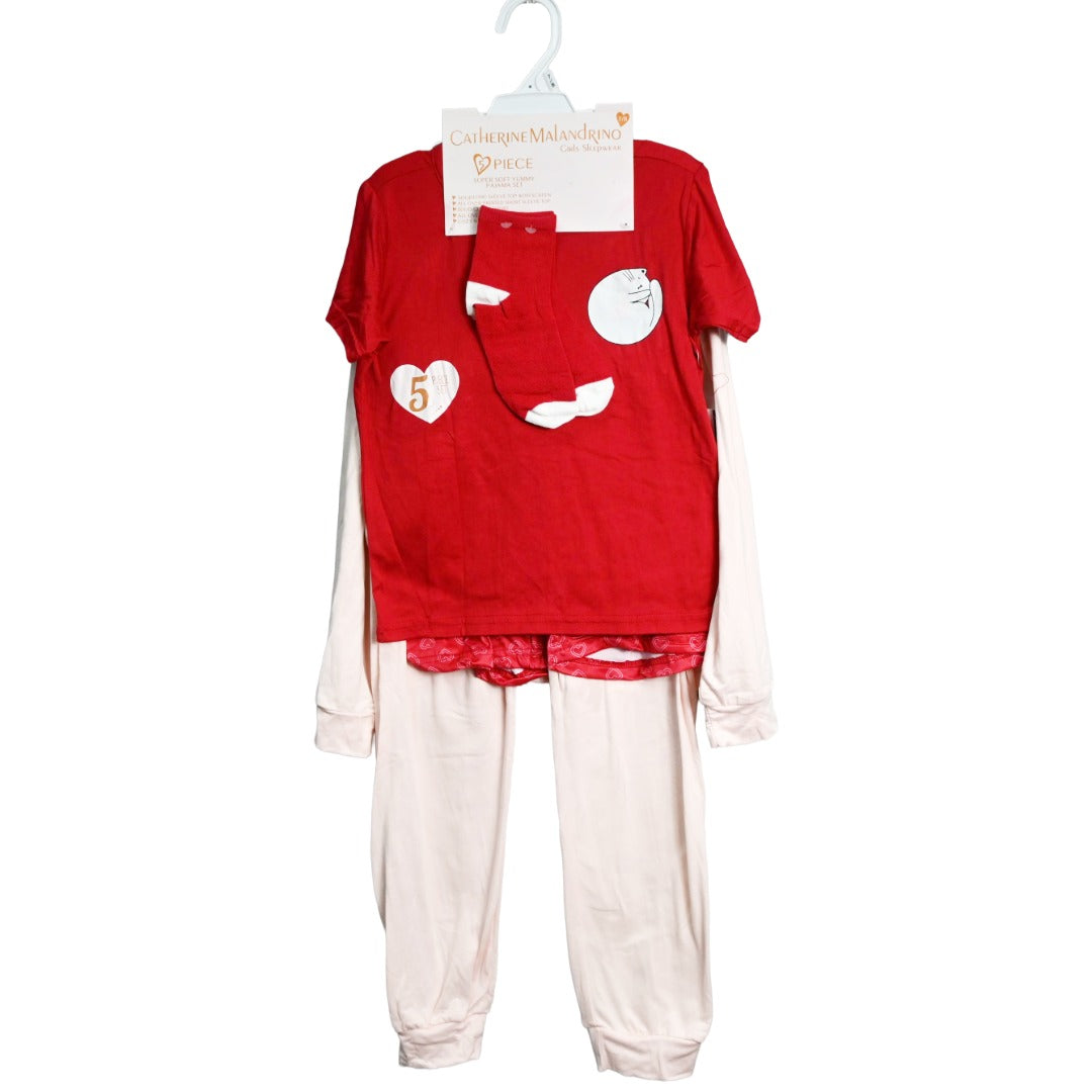 Red/Pnk Girls 5pc Pajama Set 7-16 C/P 48 Catherine Malandrino