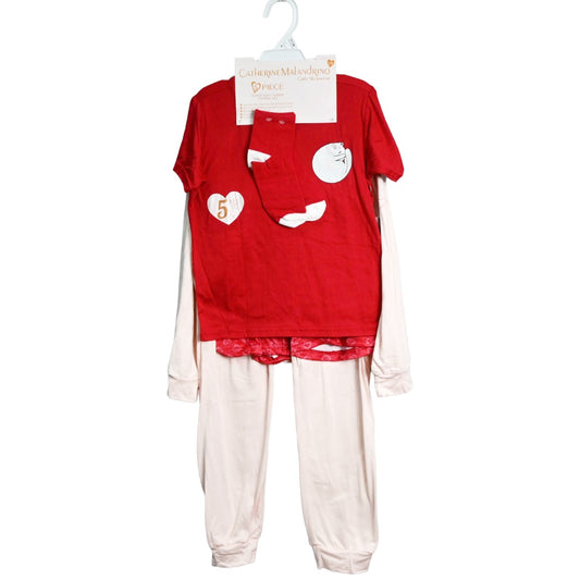 Red/Pnk Girls 5pc Pajama Set 7-16 C/P 48 Catherine Malandrino