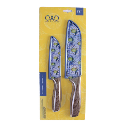 5"+7" PRINTED KNIVES SET WITH SHEATH C/P 48