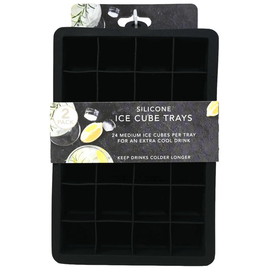 2pk Gry 24 Grid Sil Ice Cube Trays C/P 48