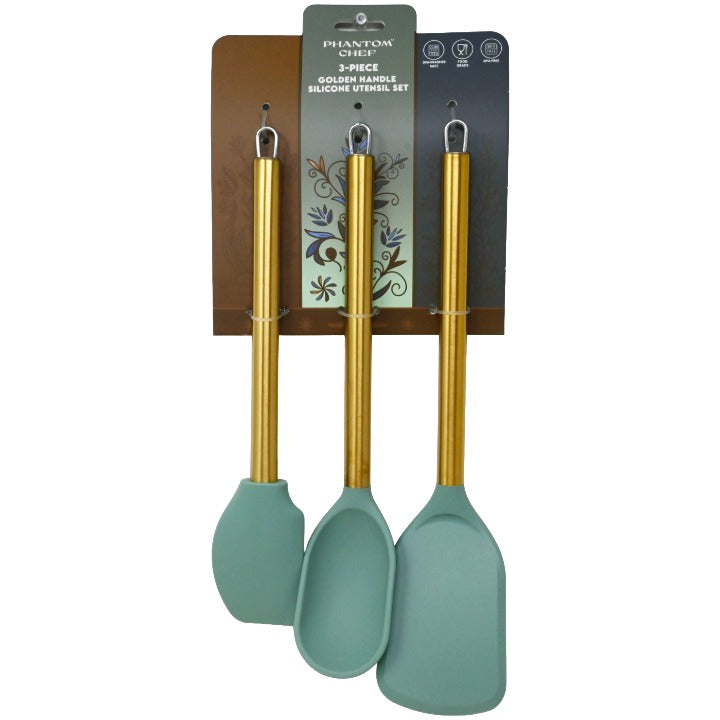 3pc Sge Gld Turner Spatula Spoon Set C/P 12 Phantom Chef