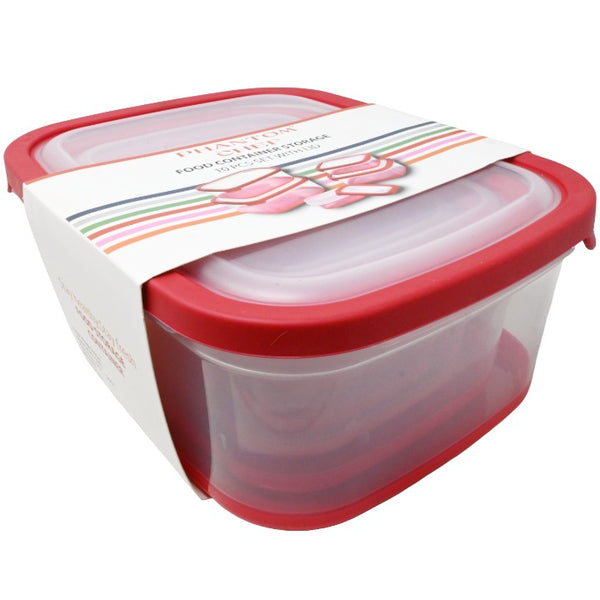 5pk Red Rect Food Storage Set C/P 12 Phantom Chef