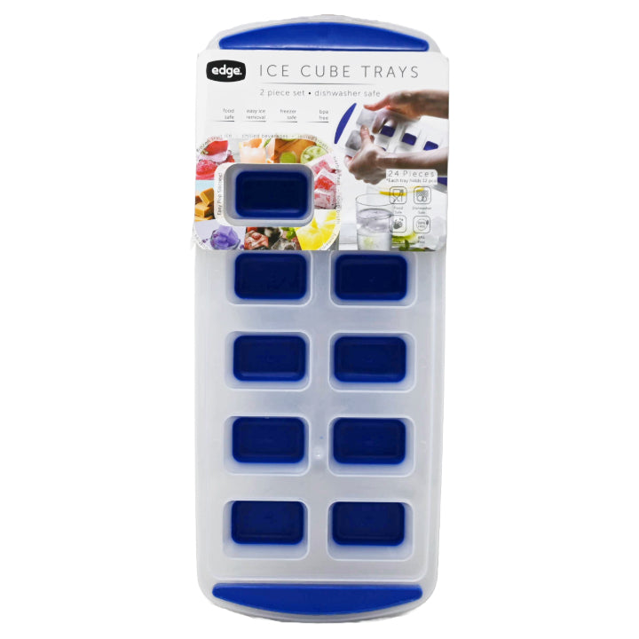 Edge 2pk Silicone Ice Cube Tray Jumbo Square Blue C/P 12