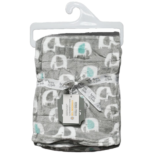 30"x40" GREY FLANNEL ELEPHANT PRINTED BLANKET  C/P 24